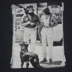 VINTAGE CHEECH & CHONG UP IN SMOKE IN MEXICO DOG LARGE BLACK T-SHIRT L311